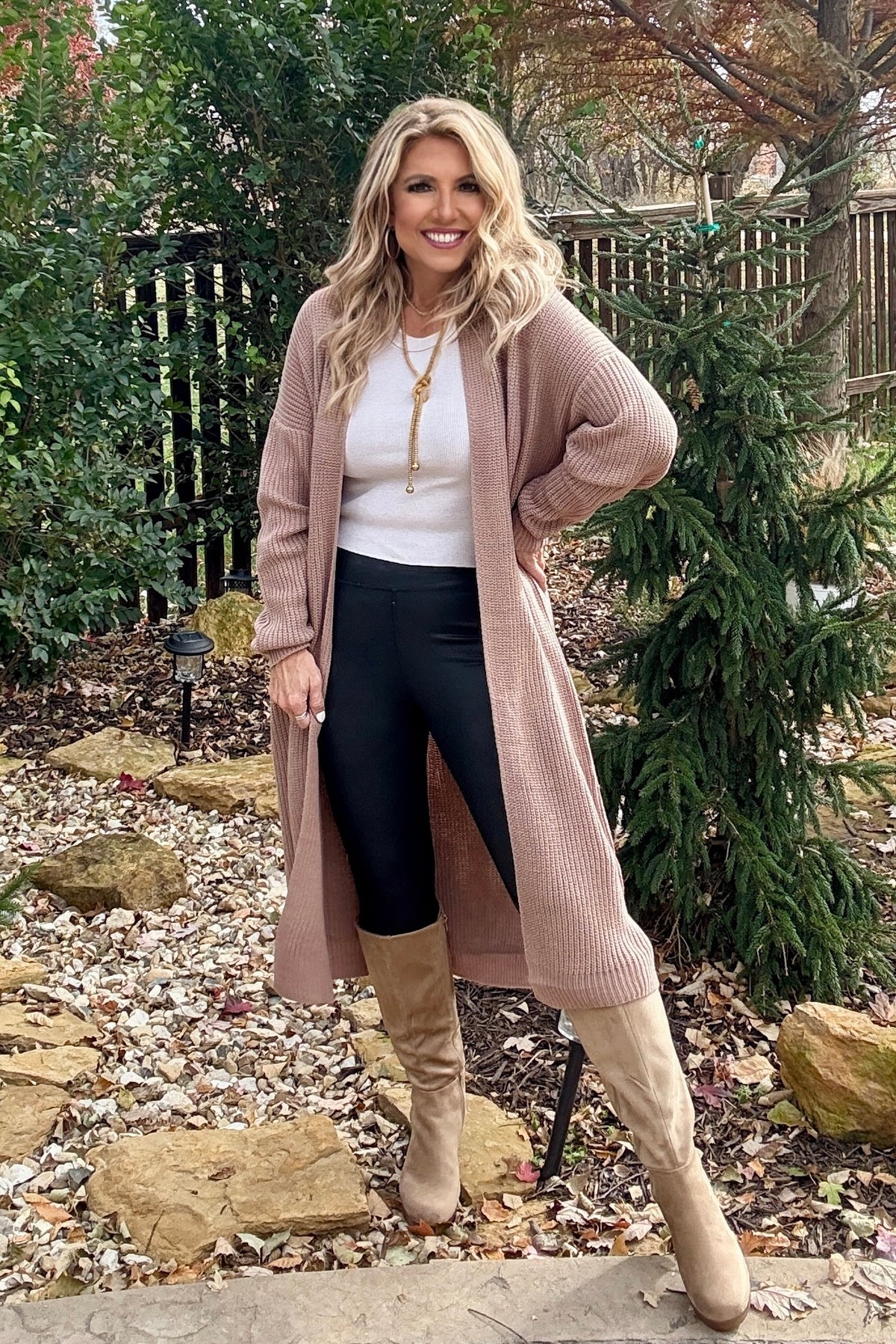 Brooklyn Longline Open Cardigan : Tan