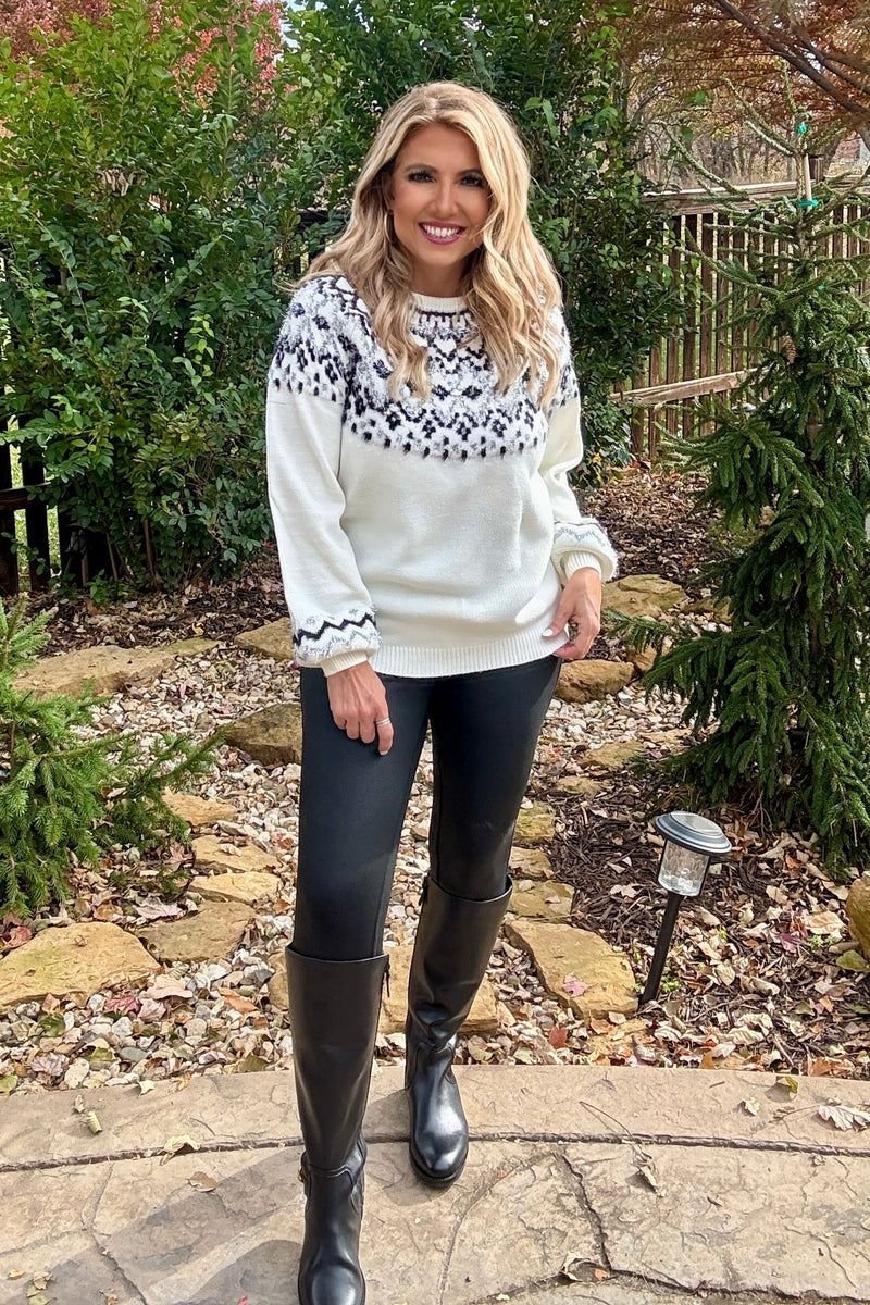 Peggy Glitter Yarn Cozy Knitted Sweater : Cream