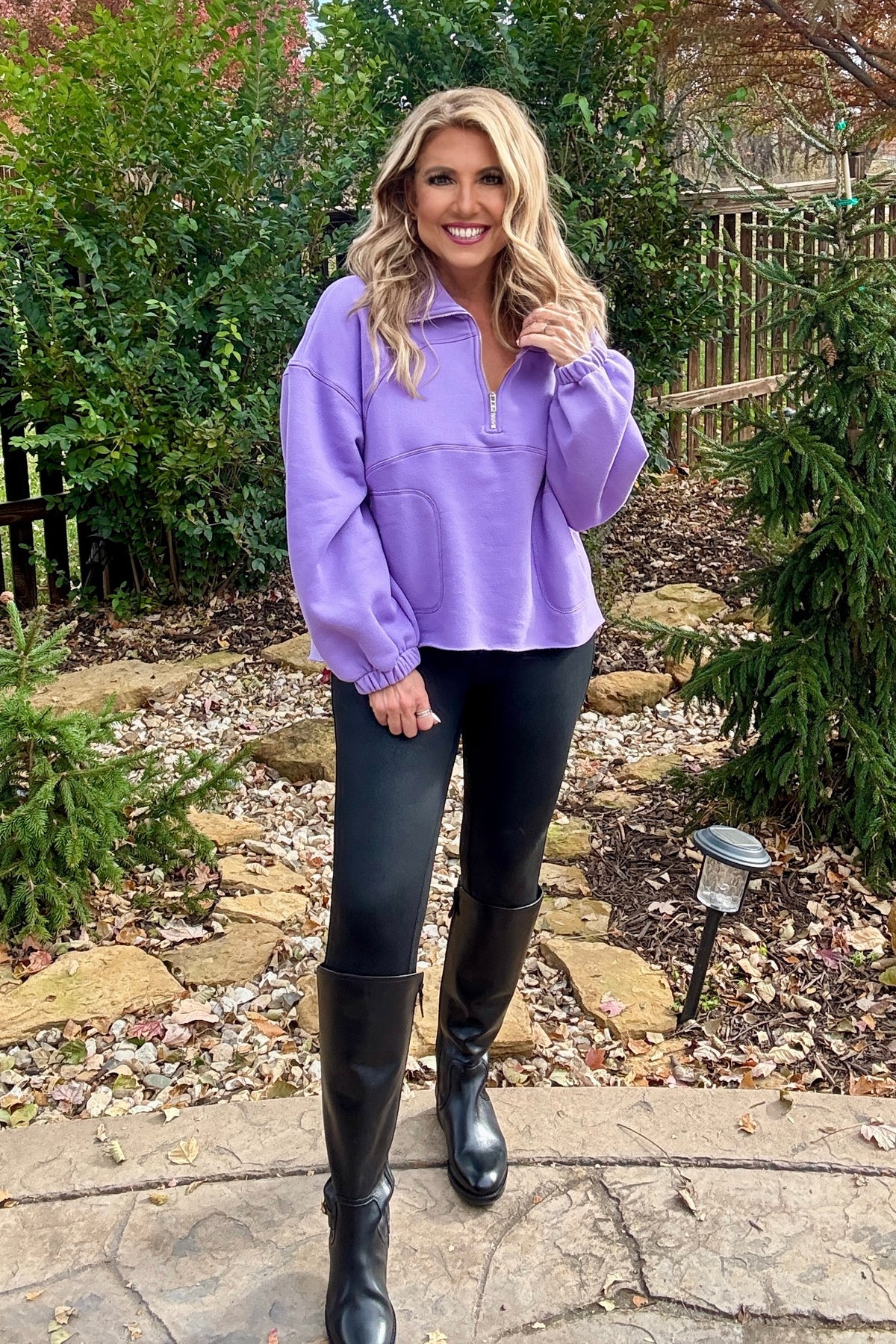 Aubree Quarter Zip Pullover : Purple
