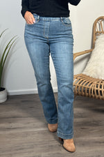 Tribal  Audrey Pull on Flare Jeans : River Blue