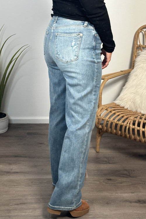 Judy Blue Nahdia Straight Jeans : Lt. Wash