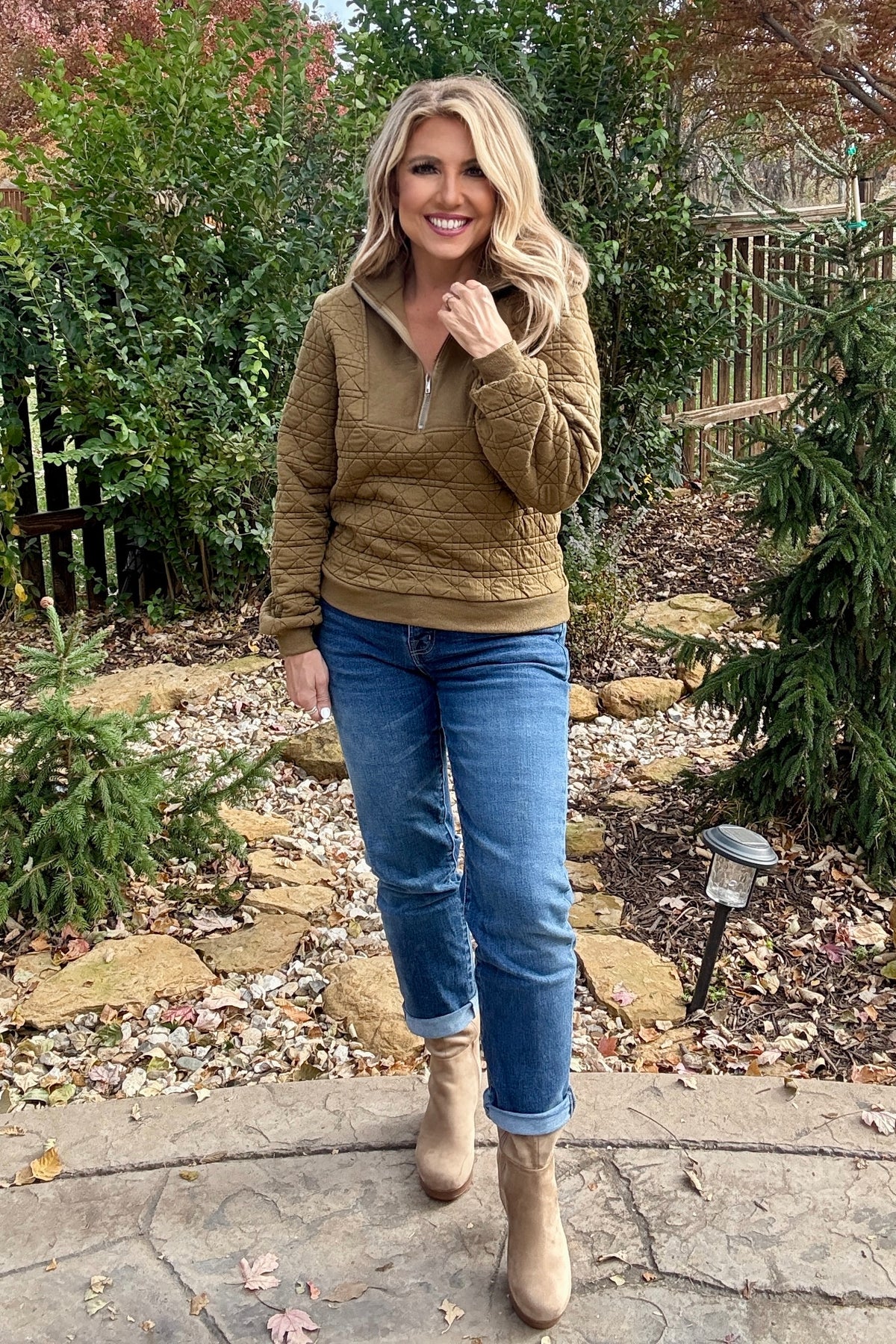 Nettal Half Zip Pullover Sweater : Olive