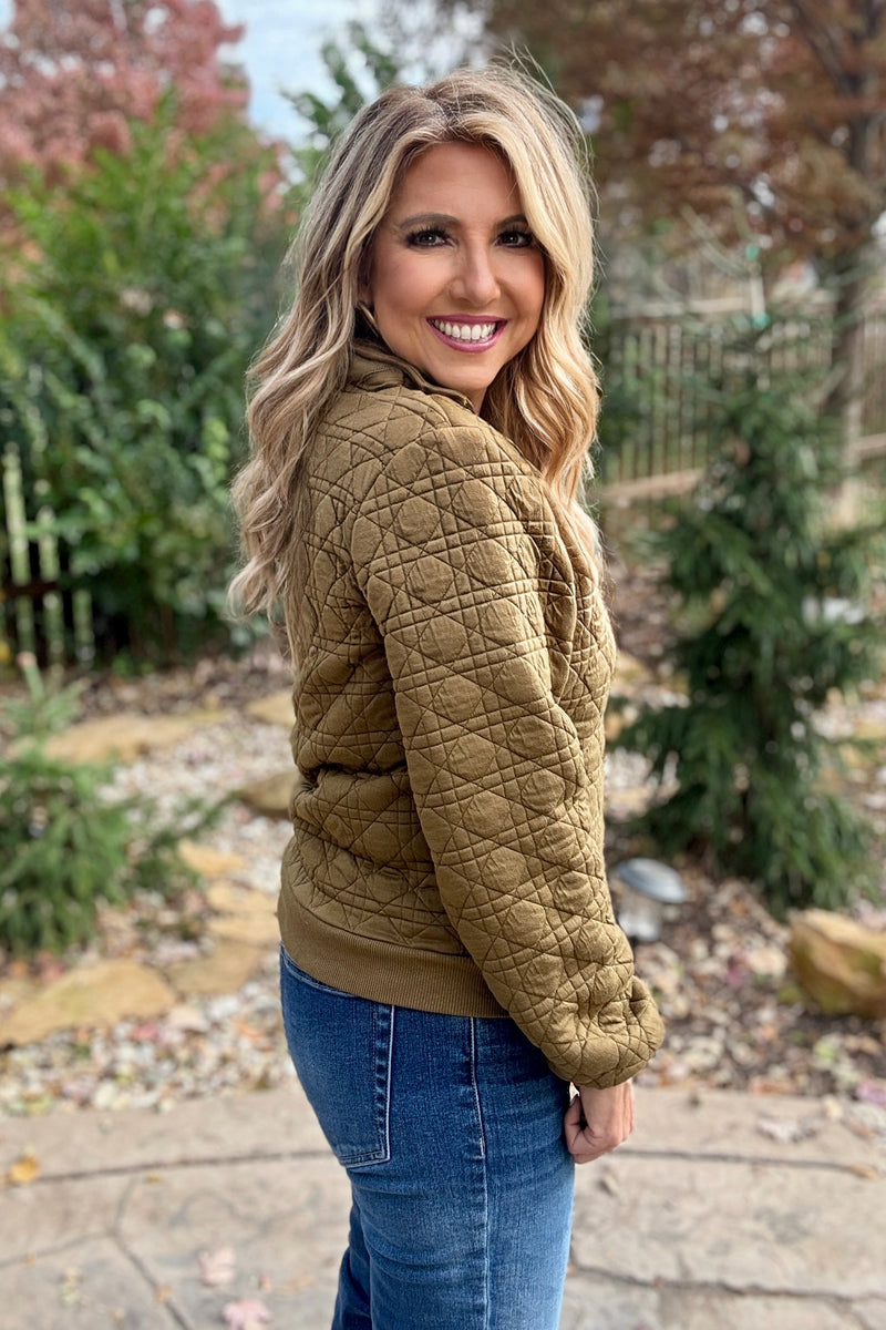 Nettal Half Zip Pullover Sweater : Olive