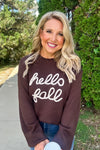 Fall Fave Embroidered Oversized Knit Sweater : Chocolate