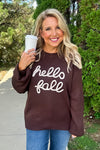 Fall Fave Embroidered Oversized Knit Sweater : Chocolate