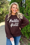 Fall Fave Embroidered Oversized Knit Sweater : Chocolate