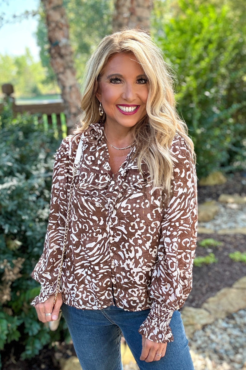 Teigen Animal Print Top : Brown