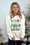 Merry Christmas Tree Sweatshirt: Ivory & Multi