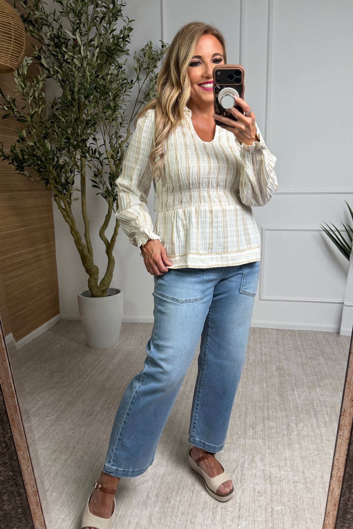 Tribal Sofia Long Sleeve Blouse : Sesame