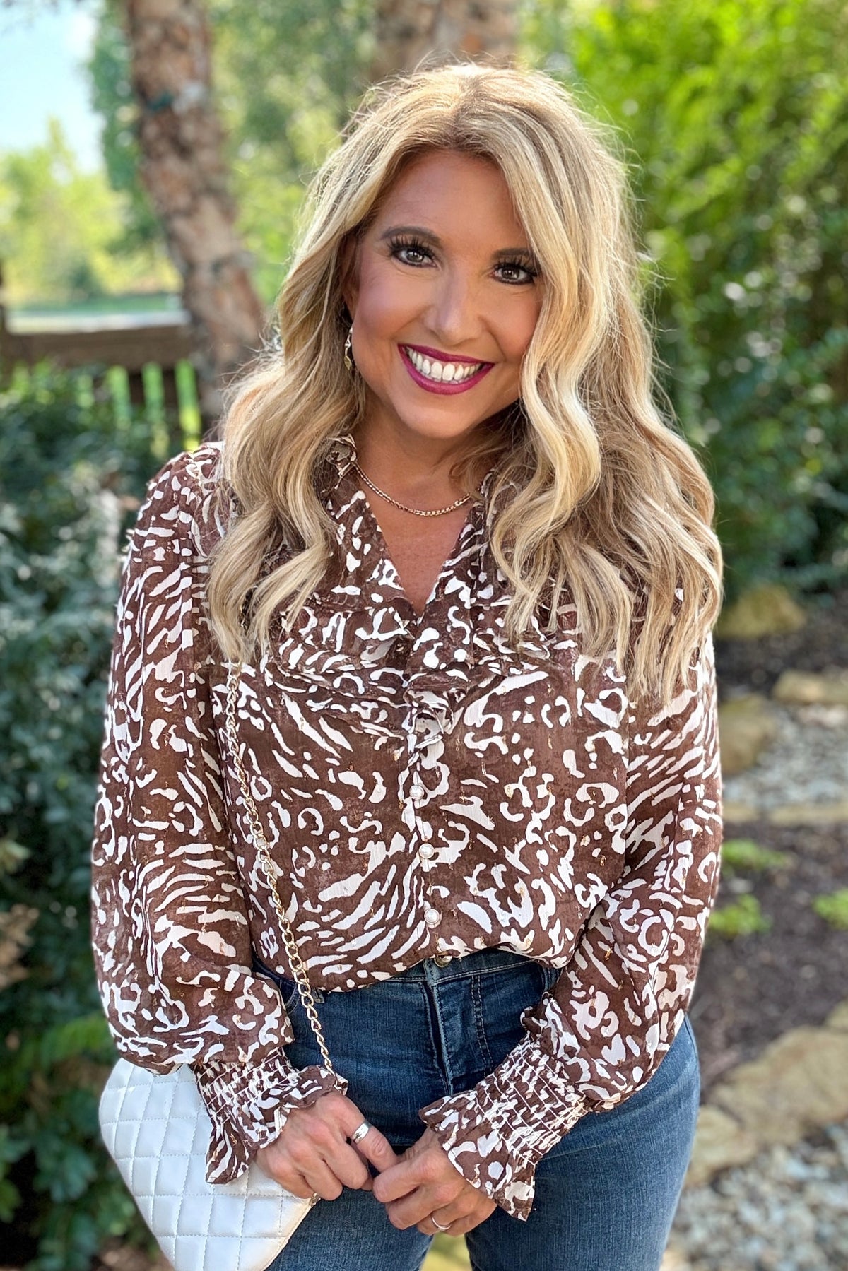 Teigen Animal Print Top : Brown
