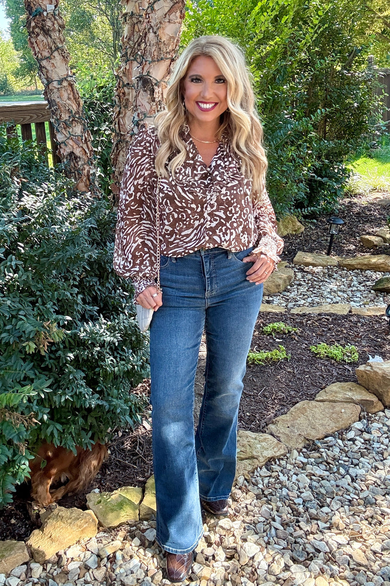 Teigen Animal Print Top : Brown