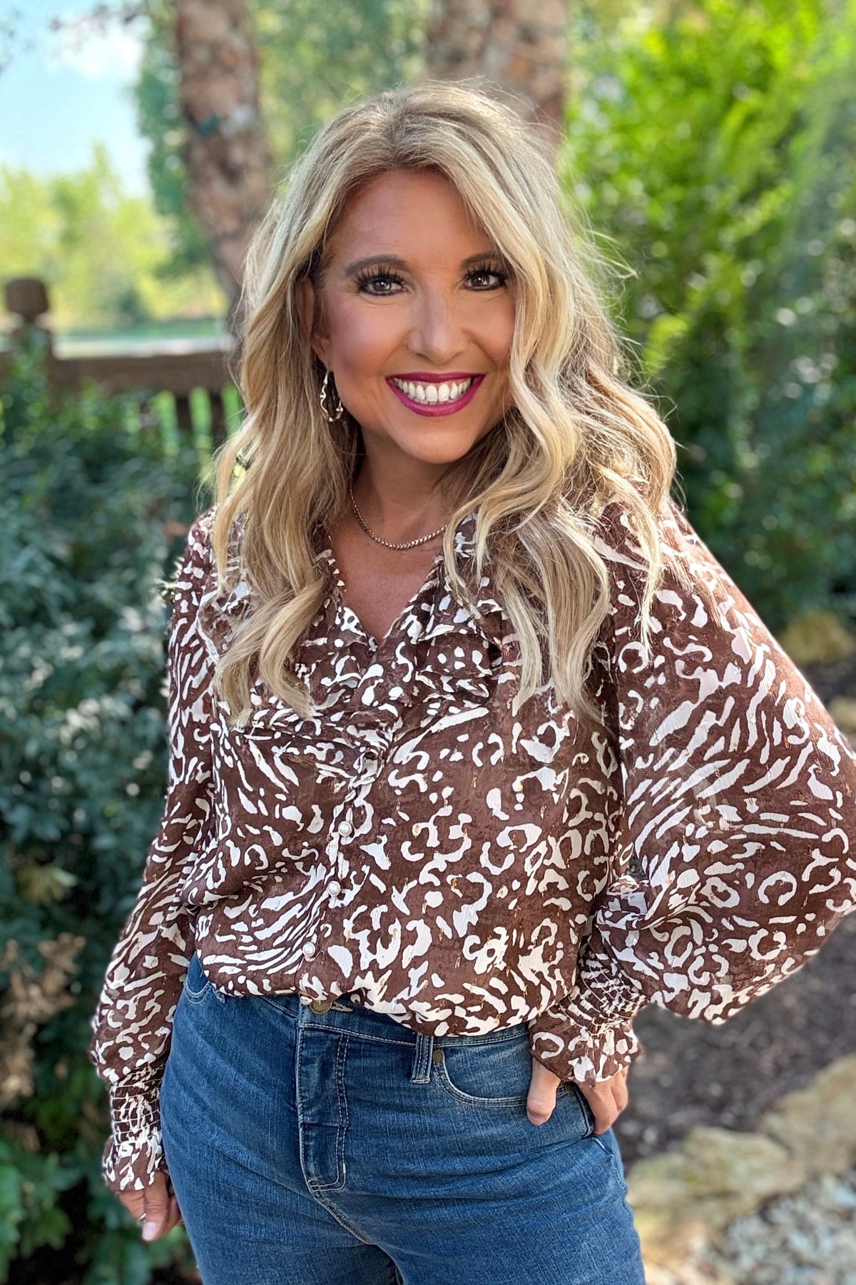 Teigen Animal Print Top : Brown