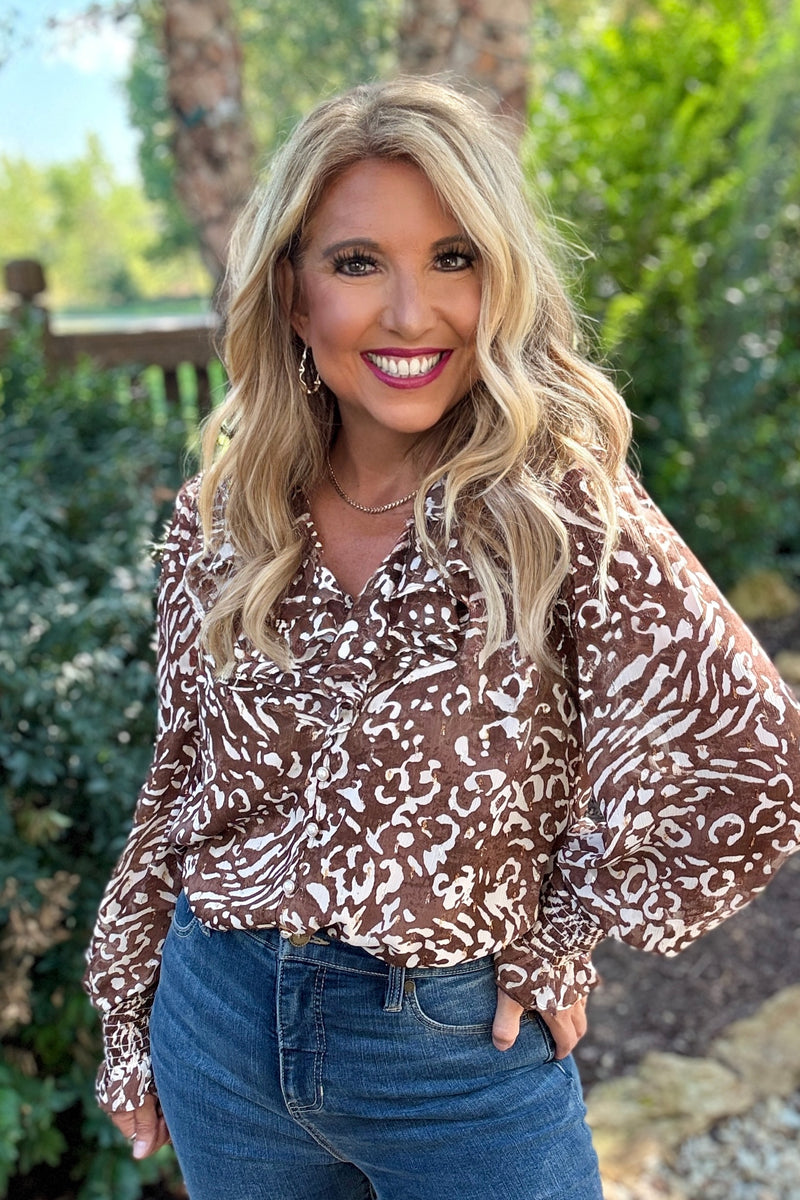 Teigen Animal Print Top : Brown