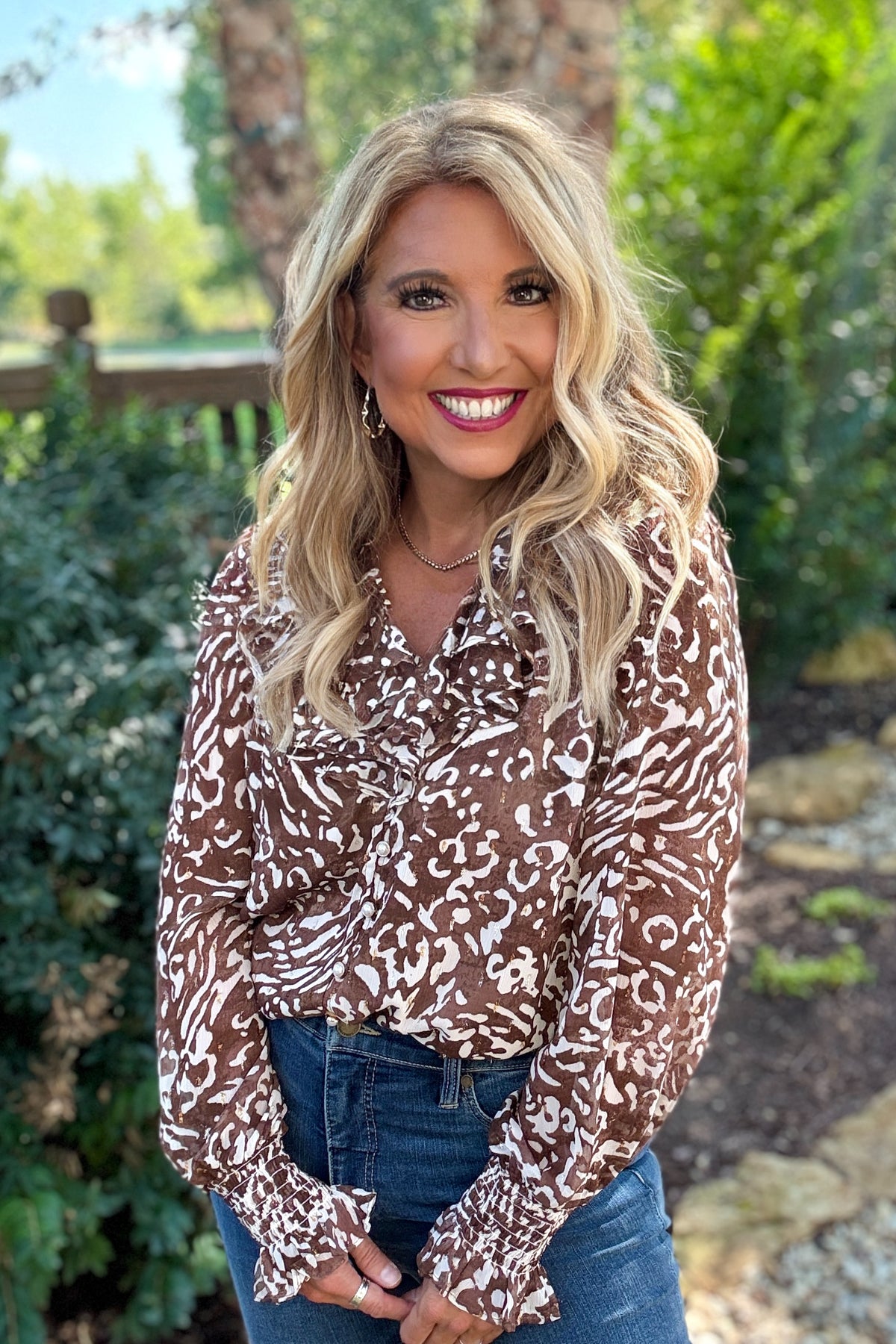 Teigen Animal Print Top : Brown
