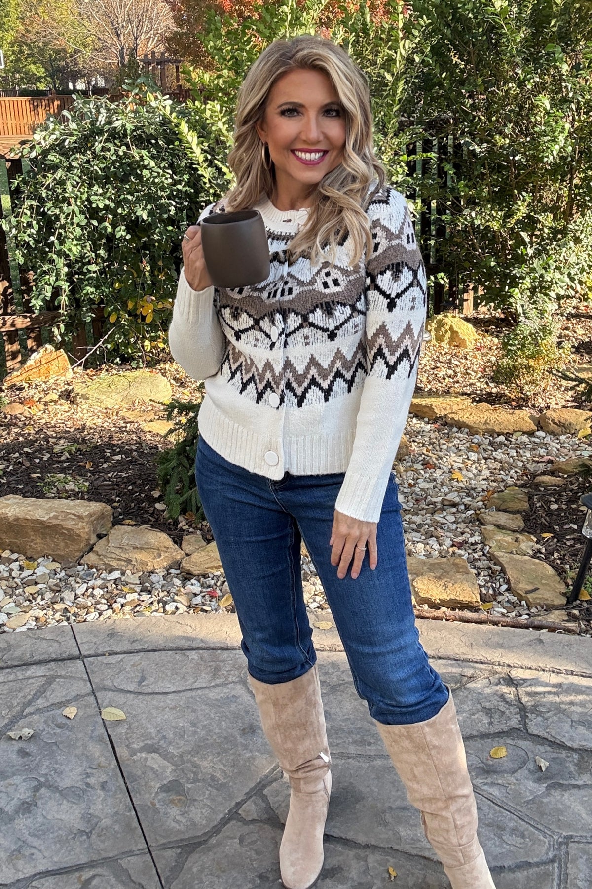 Tribal Enola Button Up Sweater Cardigan : Moonstone