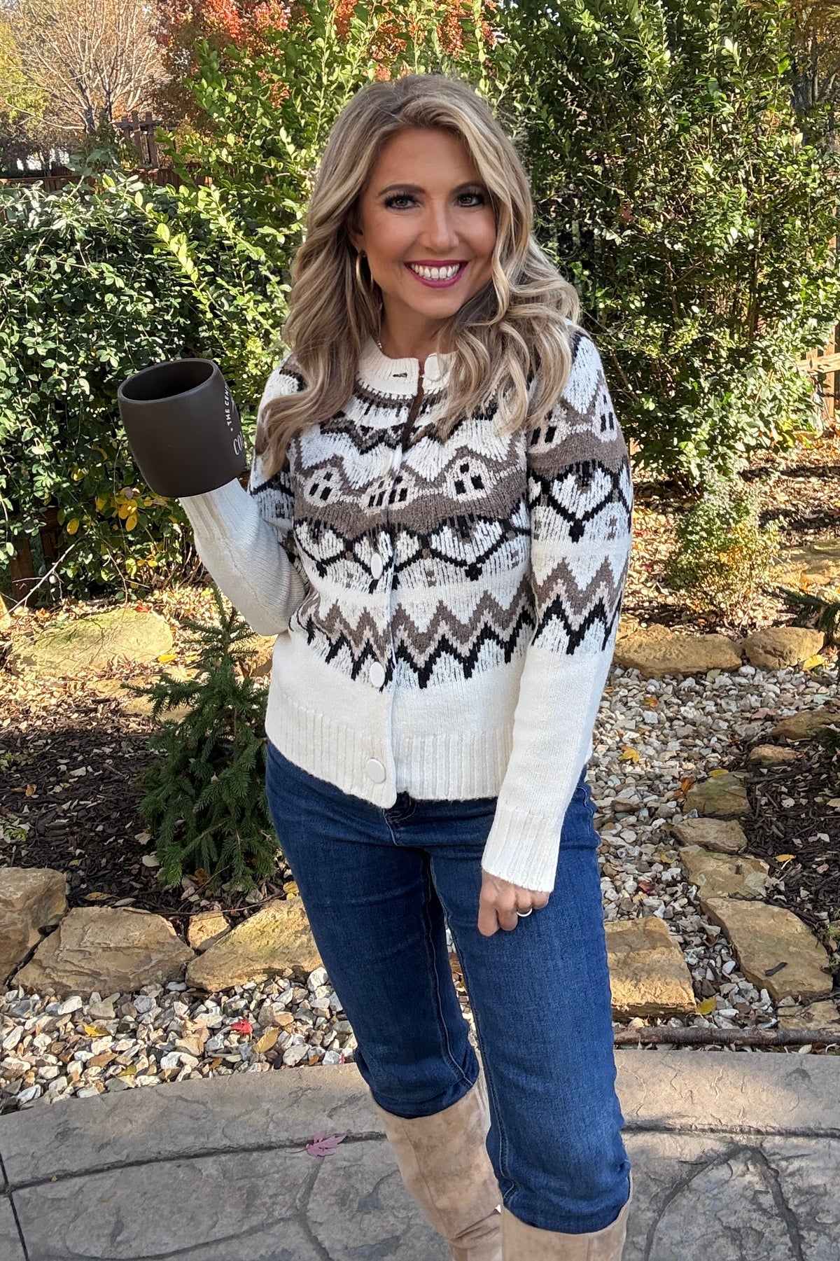 Tribal Enola Button Up Sweater Cardigan : Moonstone