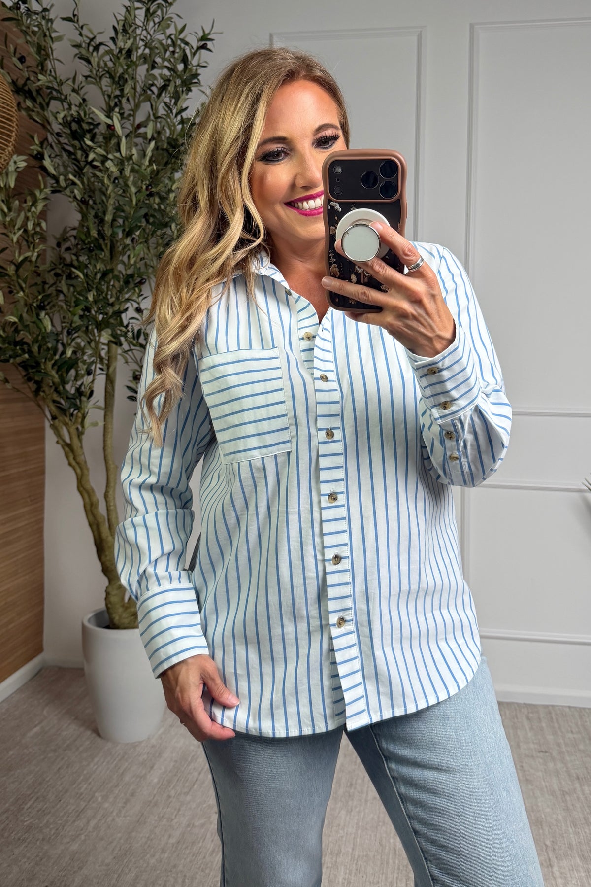 Tribal Lizzie Button Up Top : Turkish Sea