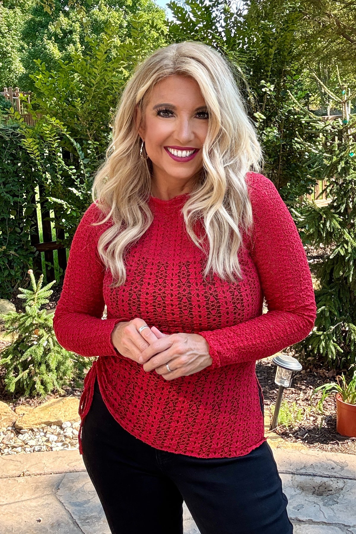 Vonda Knit Lace Top : Red
