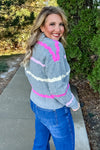 Barbies Best Friend Sweater : Grey & Pink