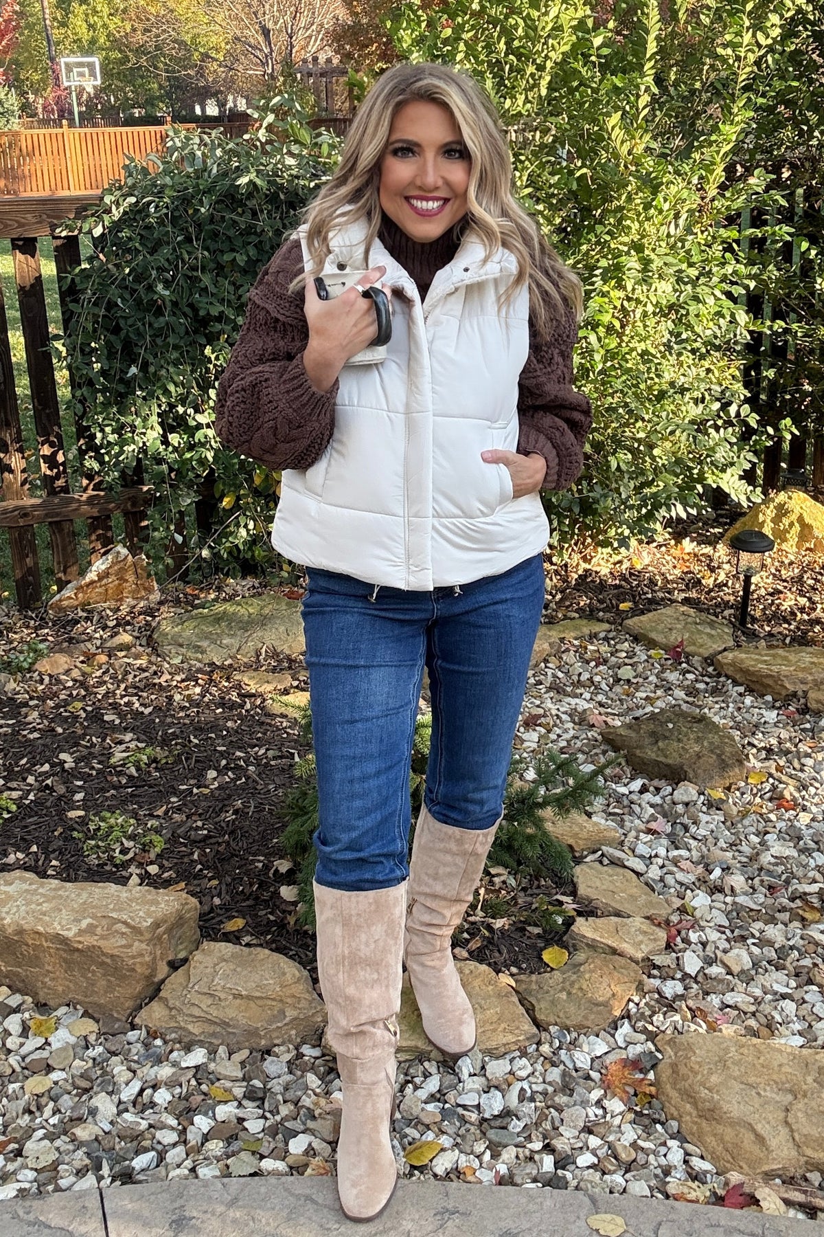 Gianina Puffer Vest : Cream