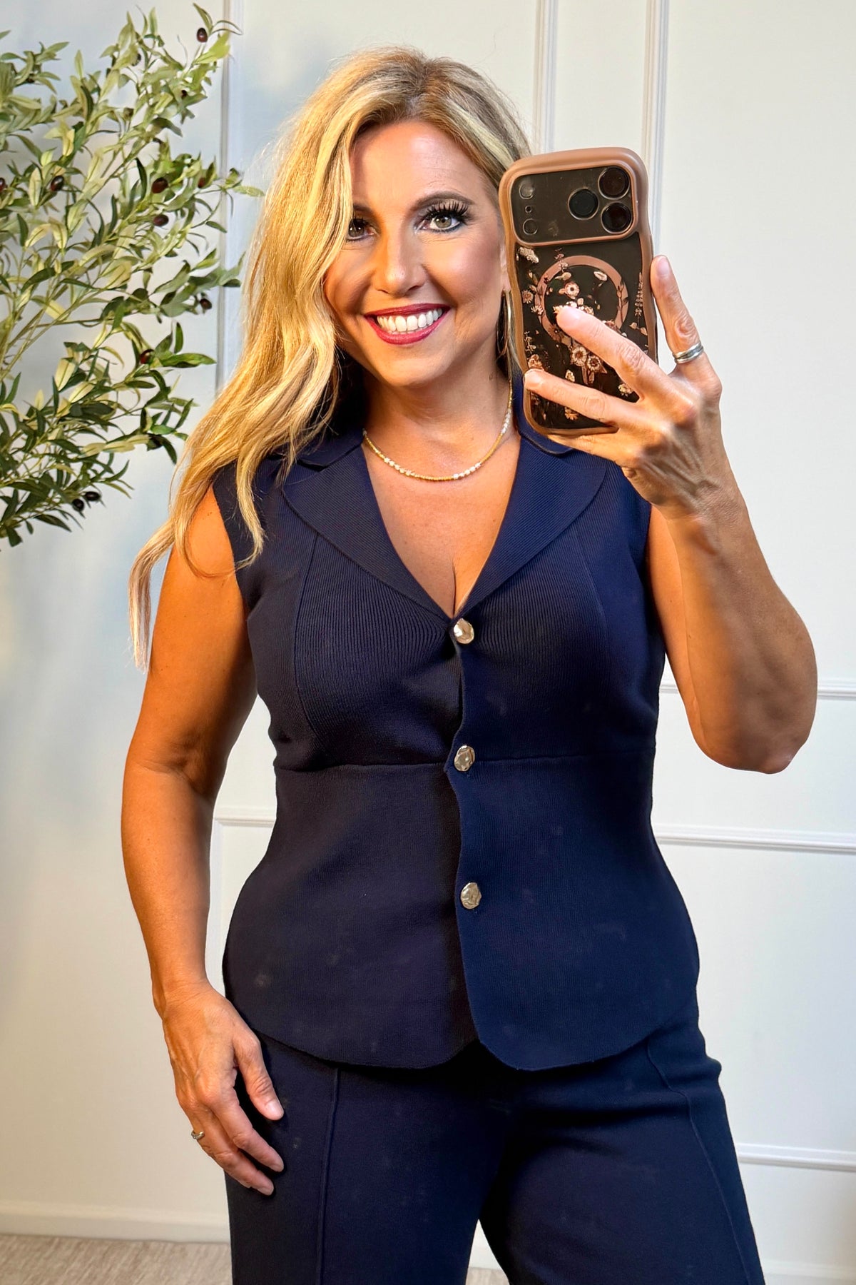 Meilani Peplum Sweater Vest : Navy
