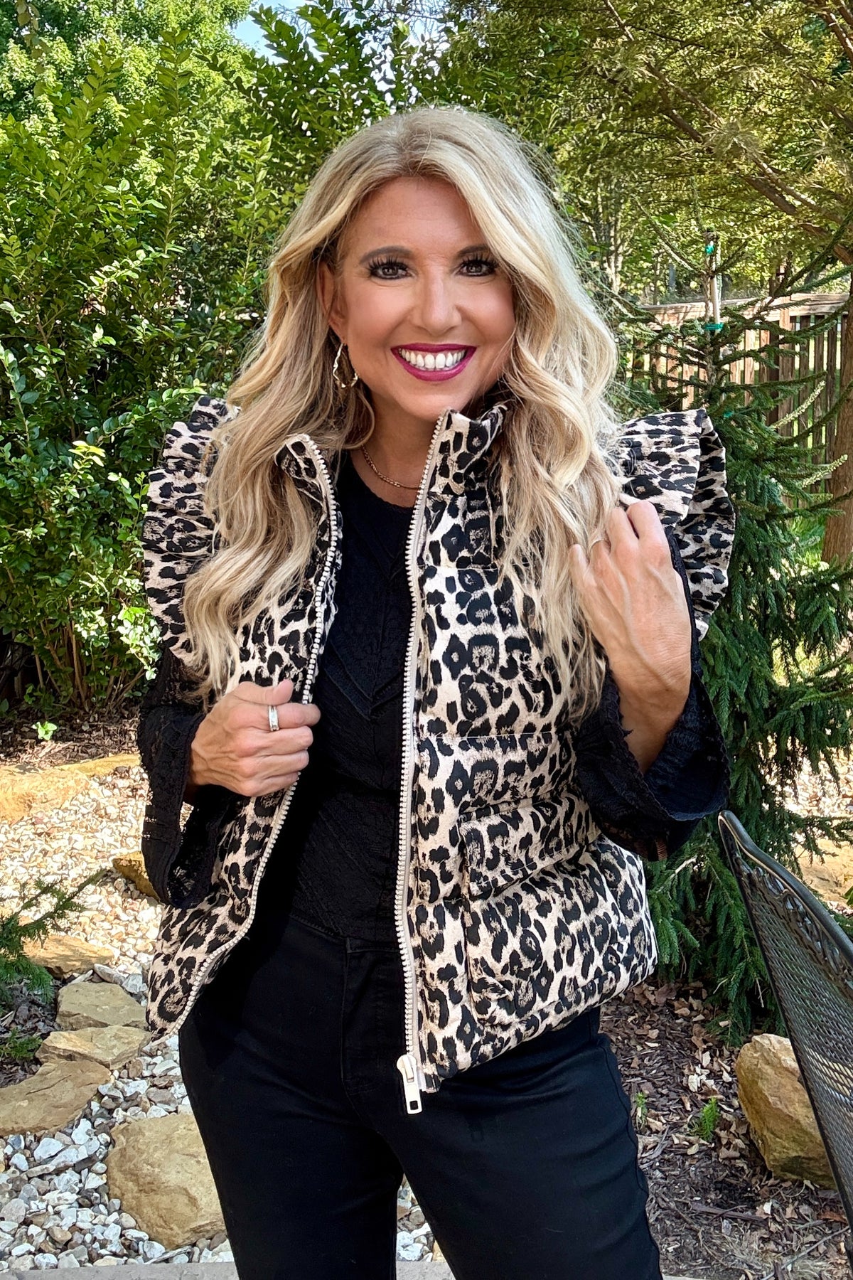 Maybelle Animal Print Vest : Mocha/Black