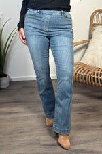 Tribal  Audrey Pull on Flare Jeans : River Blue