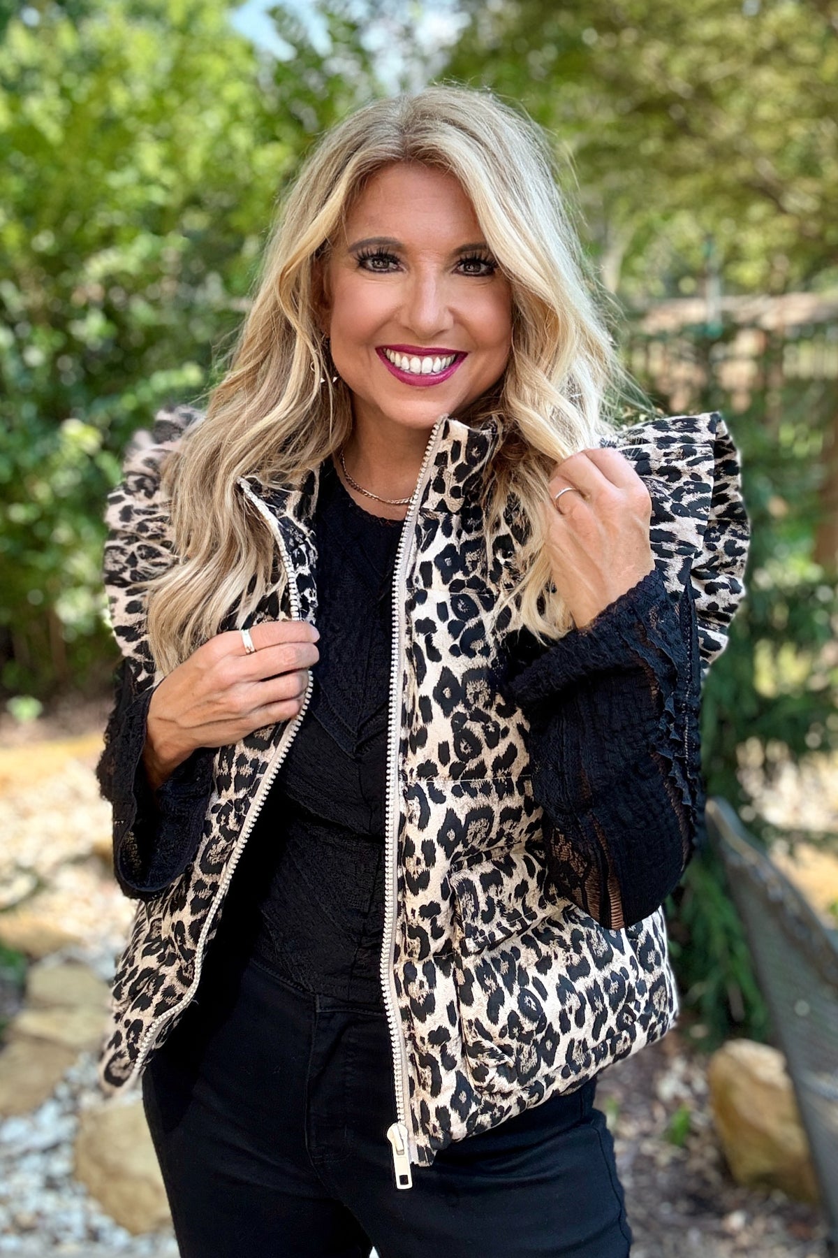 Maybelle Animal Print Vest : Mocha/Black
