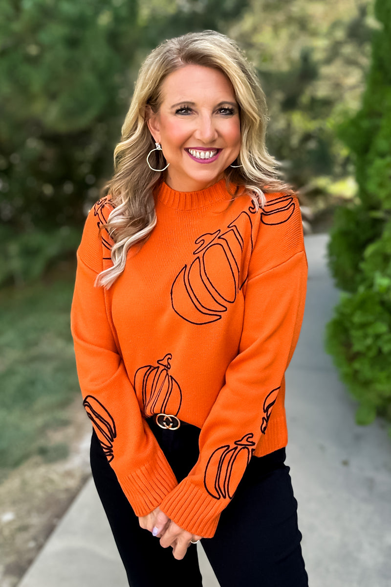 Pumpkin Patch Knit Sweater : Rusty Orange