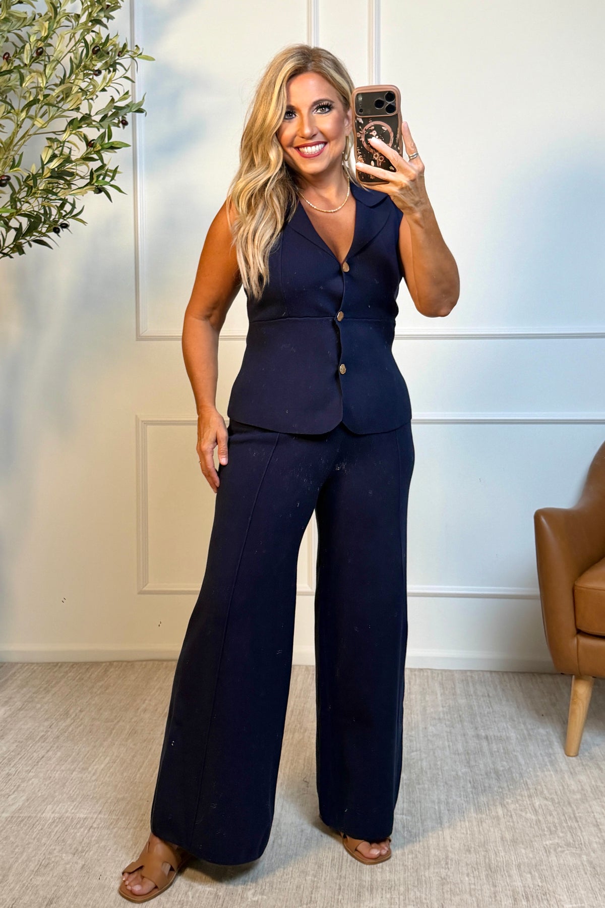 Meilani Peplum Sweater Vest : Navy