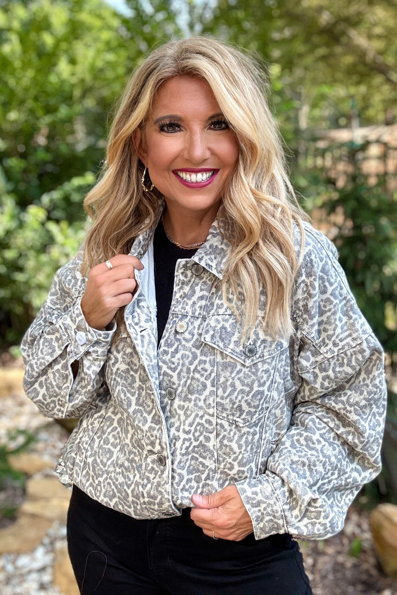 Kyoko Denim Jacket : Leopard