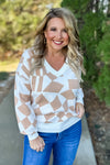 Gilly Tribal V Neck Sweater : Beige