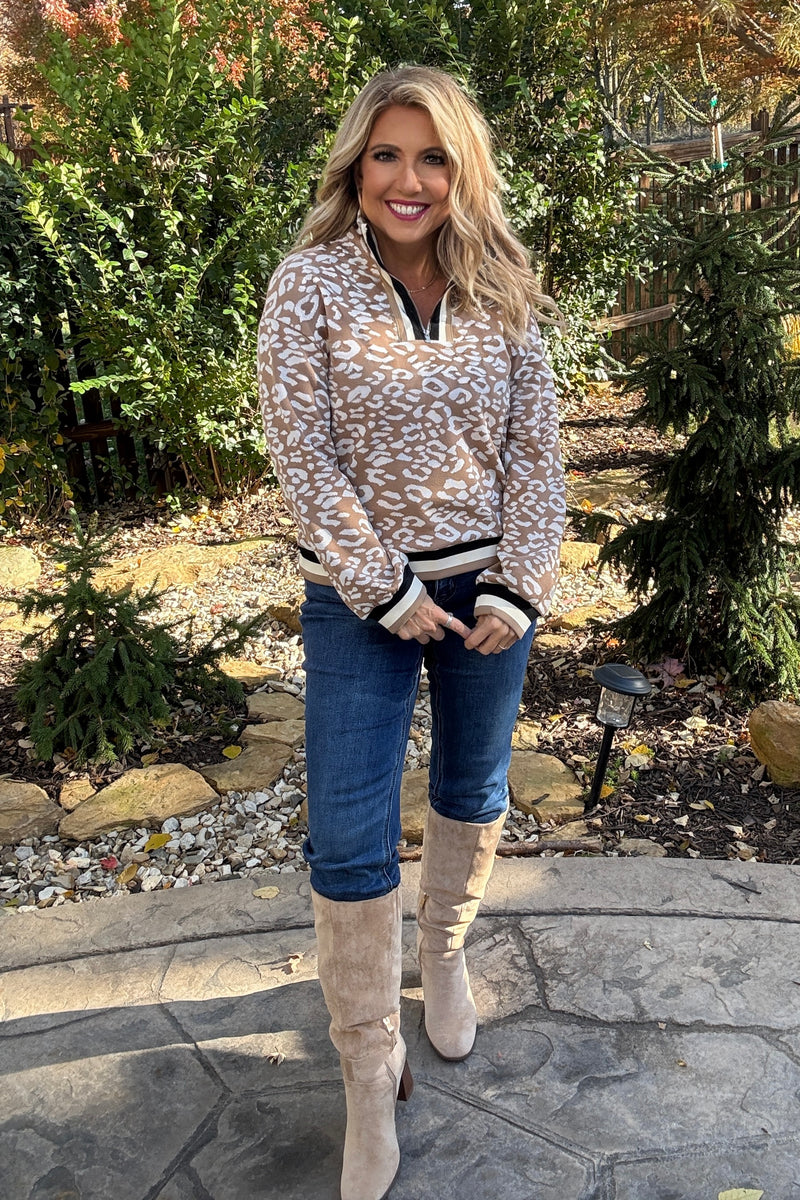 Zosia Quarter Zip Sweater : Taupe