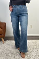 Tribal Audrey Pull On Wide Leg Jean : Medium Wash