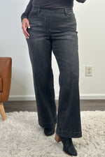 Tribal Audrey Pull On Wide Jeans : Stone Black