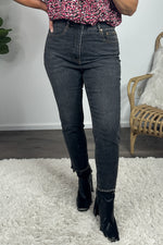 Tribal Brooke Hugging Slim Fray Hem Jean : Thunder Grey