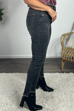 Tribal Brooke Hugging Slim Fray Hem Jean : Thunder Grey