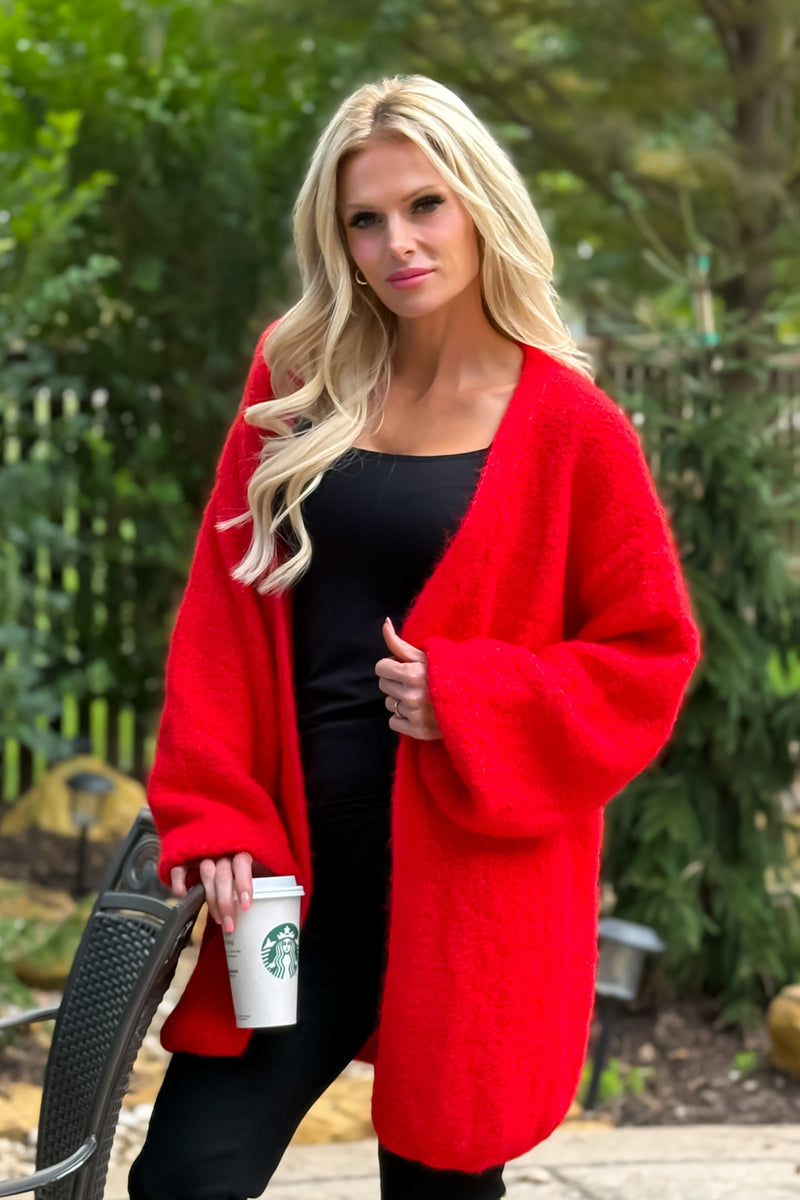 Onyx Oversized Cardigan : Red