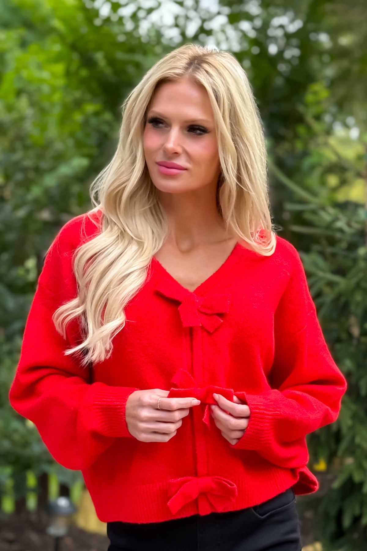 Bowie Brushed Bow Top : Red