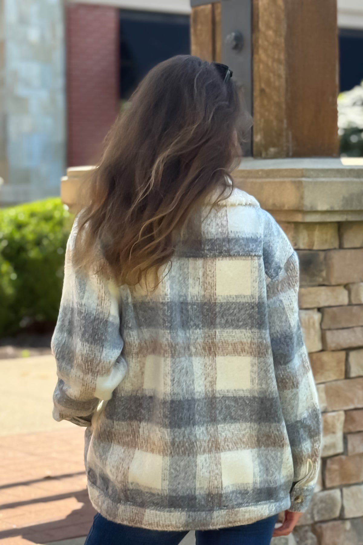 Daphne Cozy Plaid Jacket : Ivory/ H.Gray