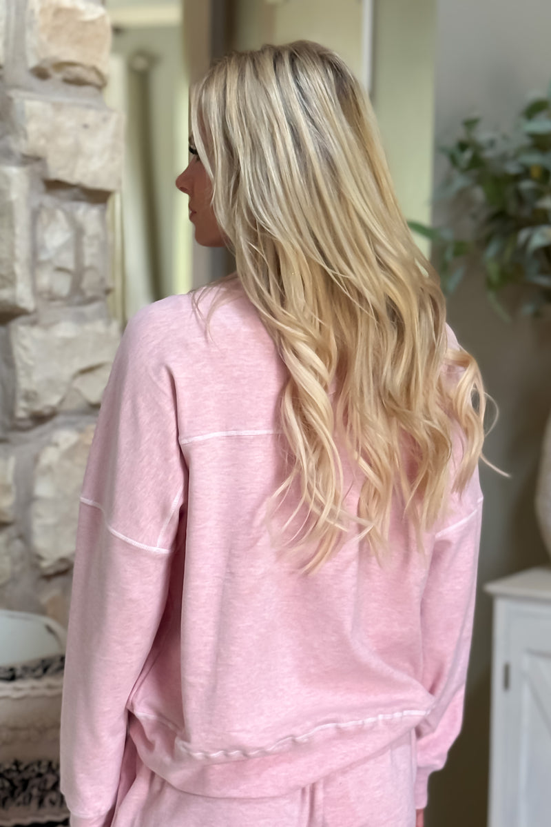 Rosalinda Ultra Soft Pullover Set : Heathered Pink