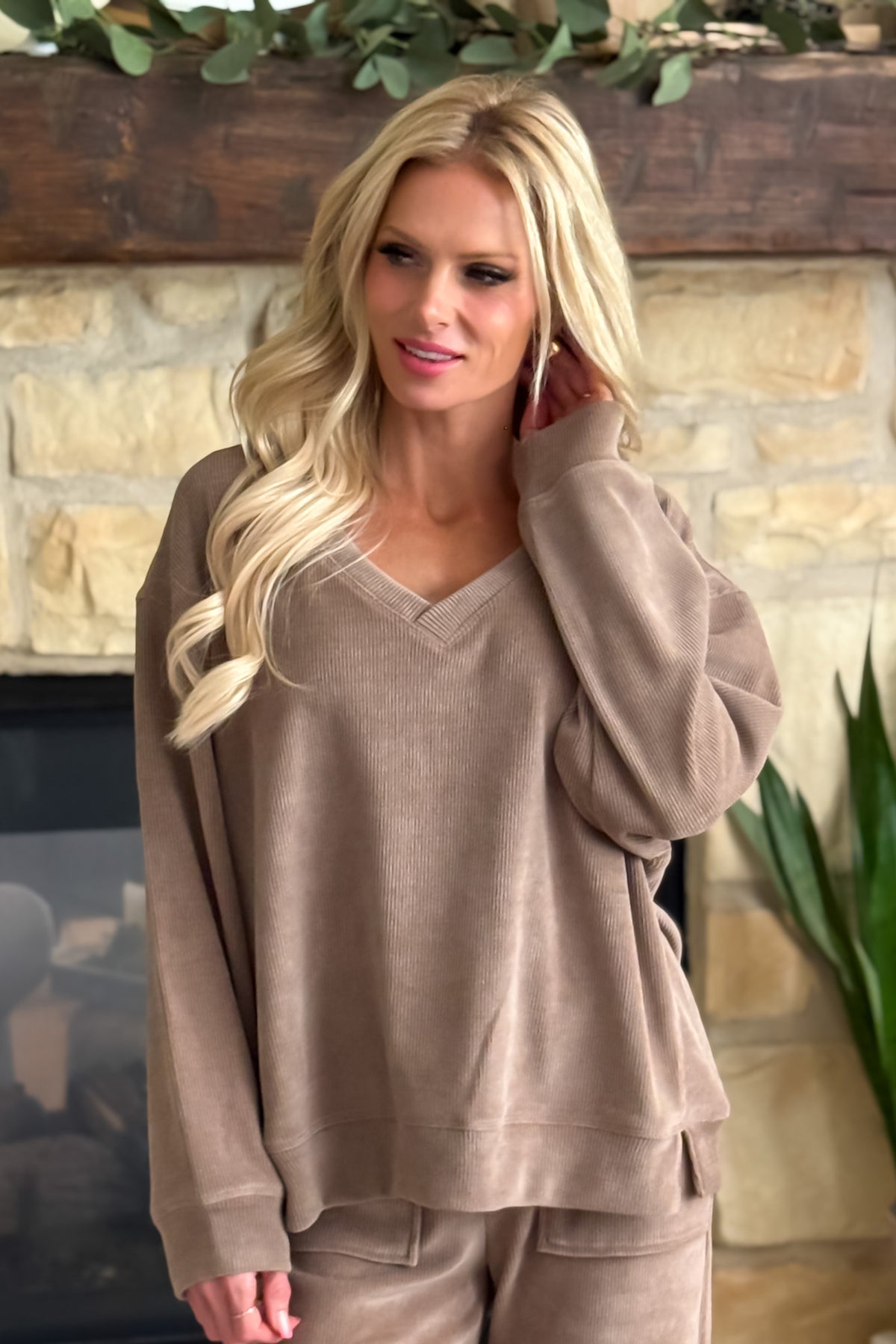 Vivianna Soft 2 Piece Corduroy set : Khaki