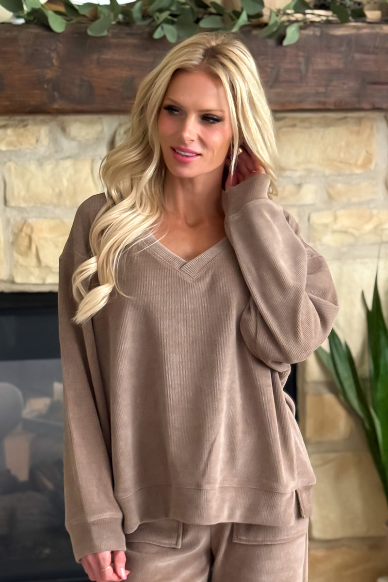 Vivianna Soft 2 Piece Corduroy set : Khaki
