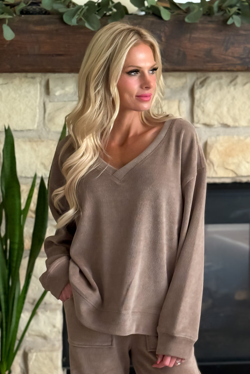 Vivianna Soft 2 Piece Corduroy set : Khaki