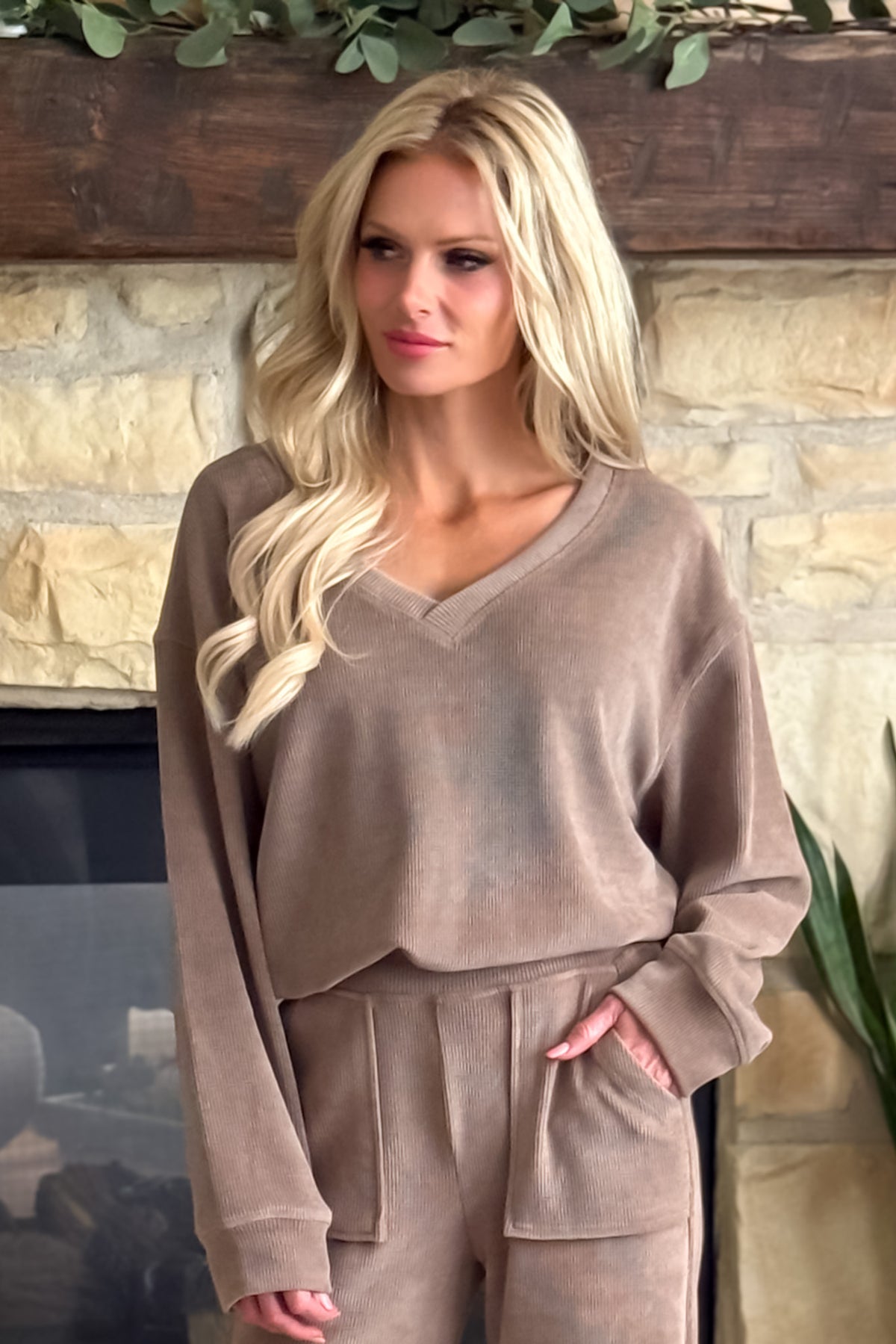Vivianna Soft 2 Piece Corduroy set : Khaki