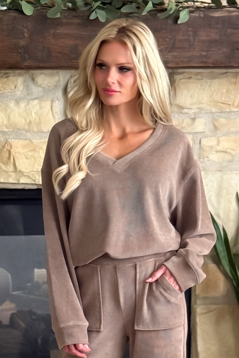 Vivianna Soft 2 Piece Corduroy set : Khaki