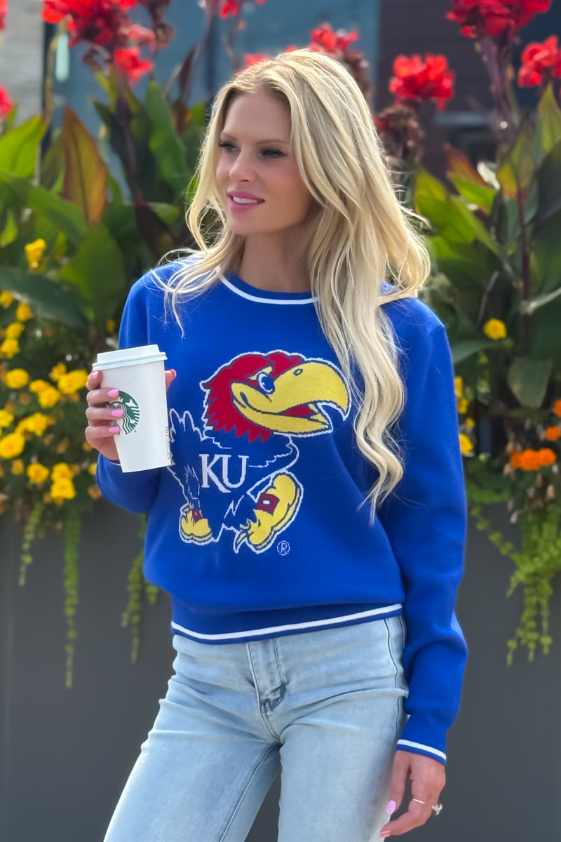 Kansas Univ. Wicks Woven Sweater : Royal