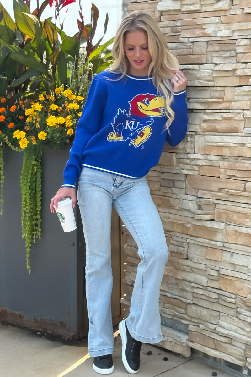 Kansas Univ. Wicks Woven Sweater : Royal
