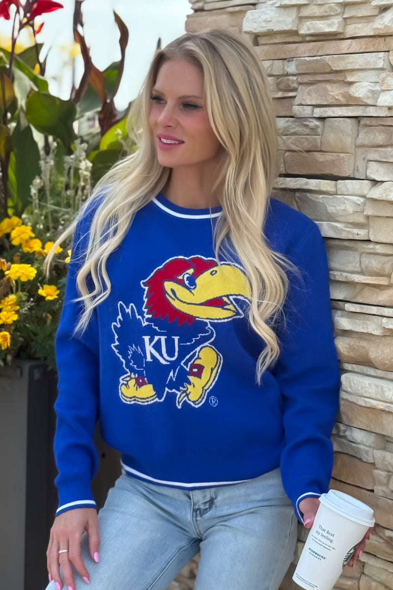 Kansas Univ. Wicks Woven Sweater : Royal