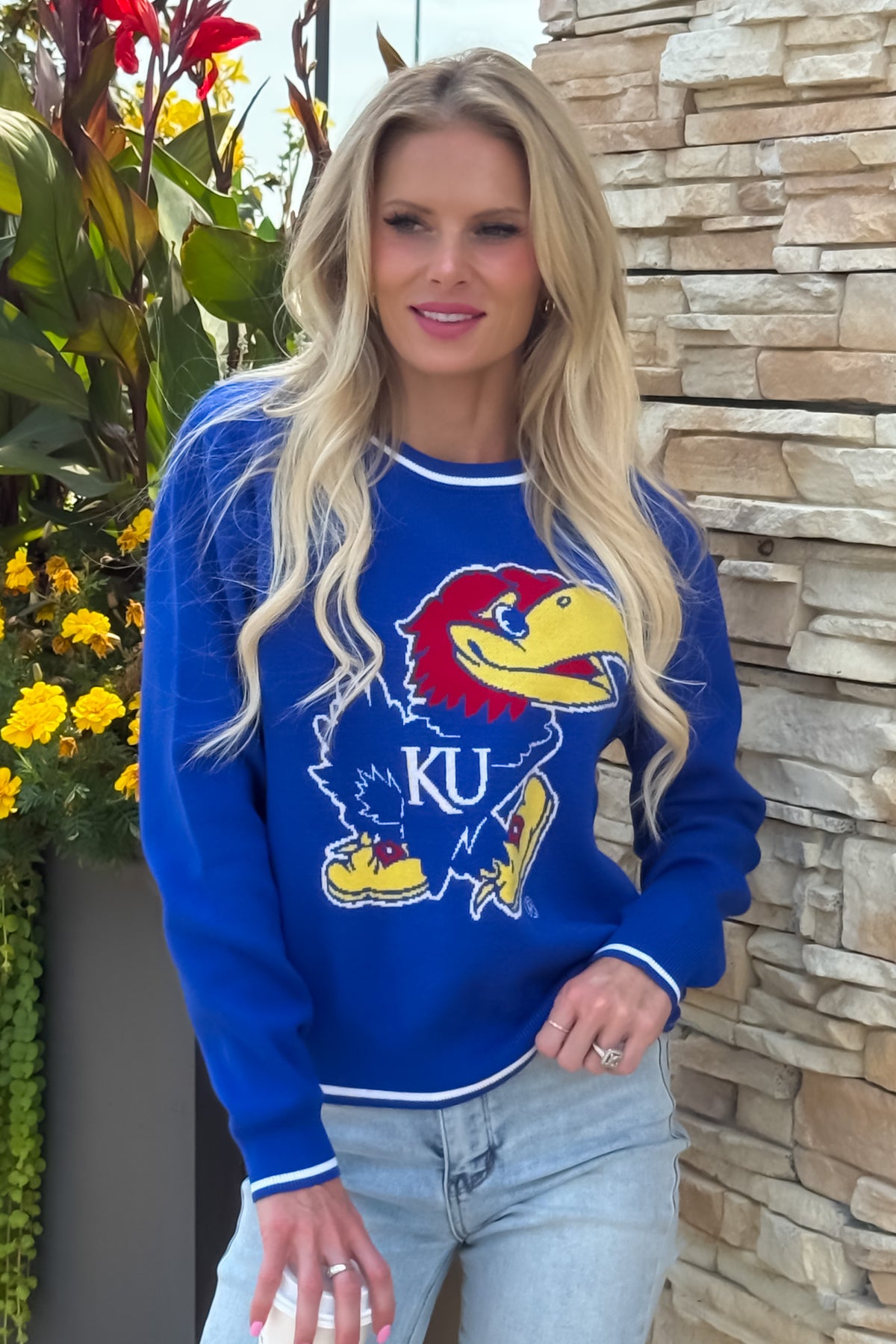 Kansas Univ. Wicks Woven Sweater : Royal